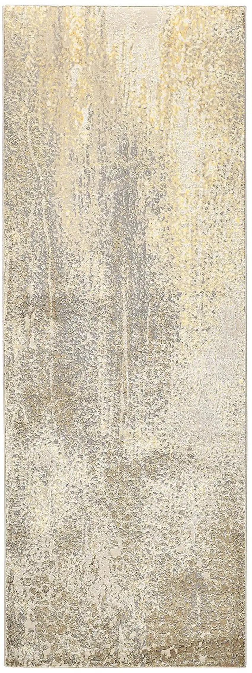 8' Gold and Ivory Abstract Power Loom Runner Rug Photo 4
