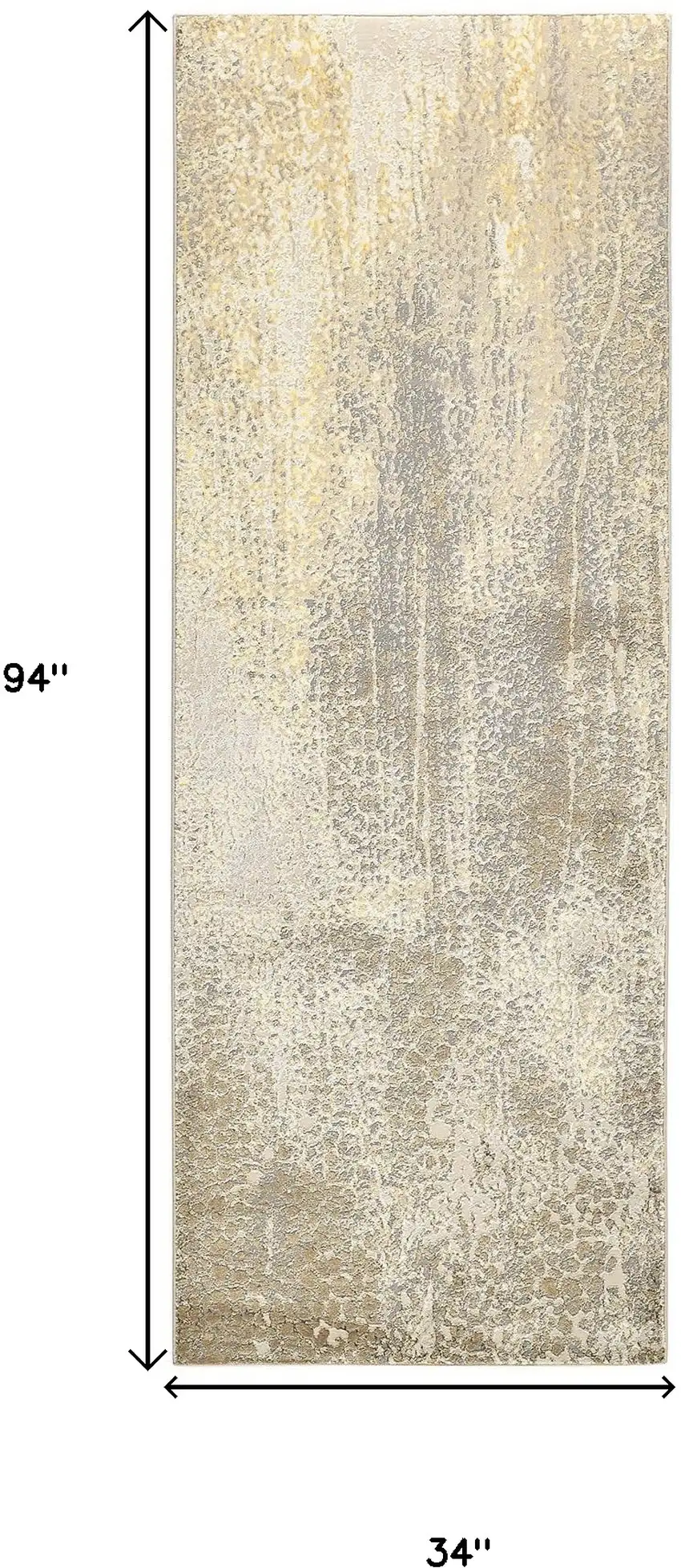 8' Gold and Ivory Abstract Power Loom Runner Rug Photo 3