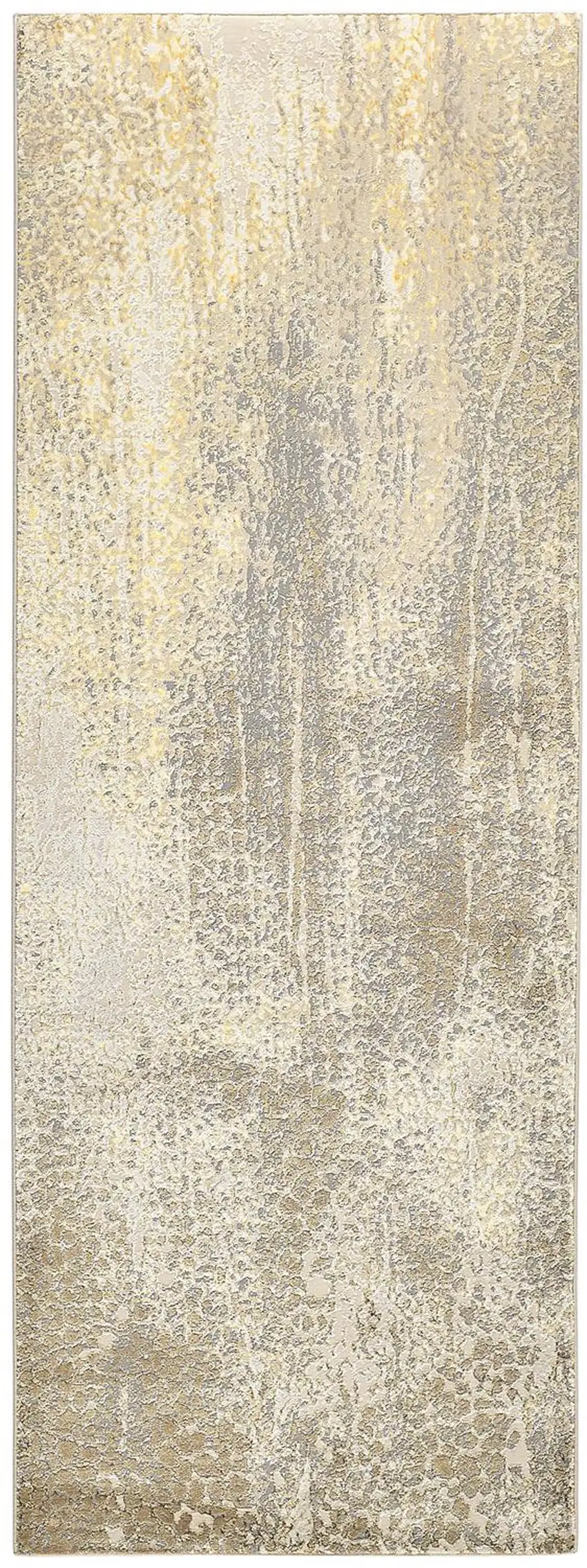 8' Gold and Ivory Abstract Power Loom Runner Rug Photo 2