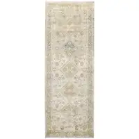Photo of 8' Gold and Ivory Floral Runner Rug