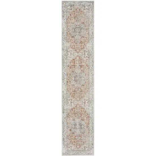 10' Gold and Ivory Oriental Power Loom Washable Runner Rug Photo 1