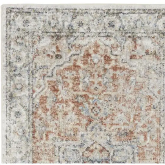 10' Gold and Ivory Oriental Power Loom Washable Runner Rug Photo 1