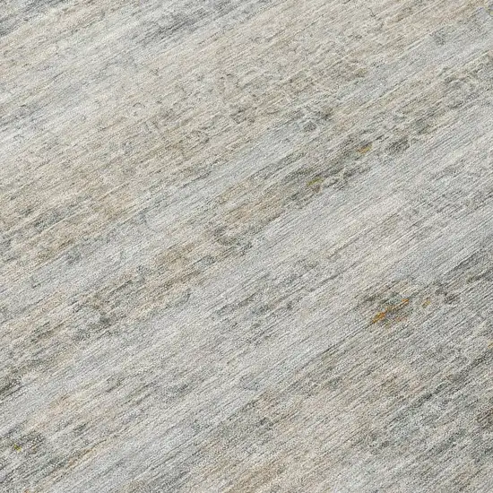 8' Granite Gray And Silver Round Striped Washable Indoor Outdoor Area Rug Photo 9