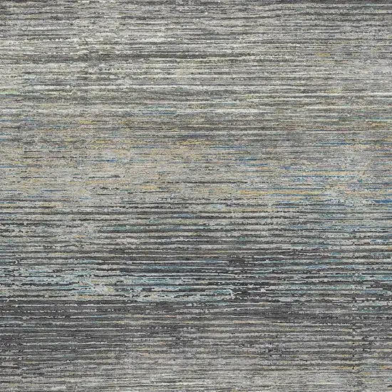 8' Granite Gray And Silver Striped Washable Area Rug With UV Protection Photo 2
