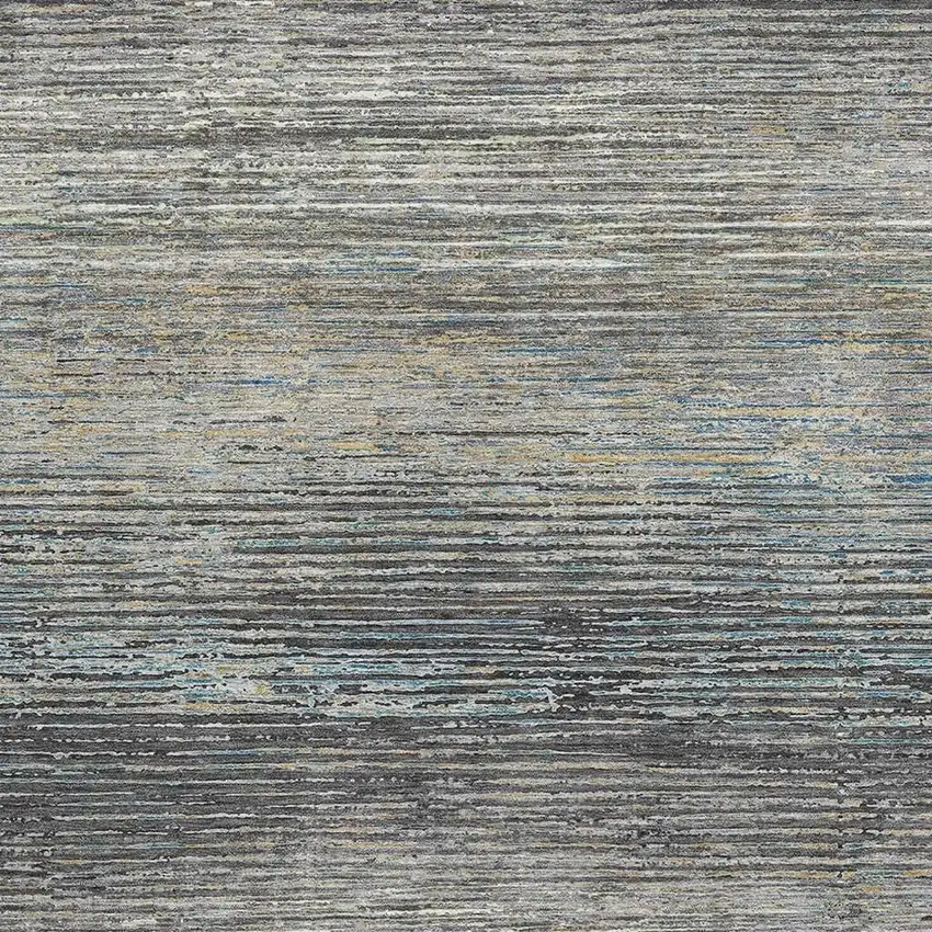 8' Granite Gray And Silver Striped Washable Area Rug With UV Protection Photo 2