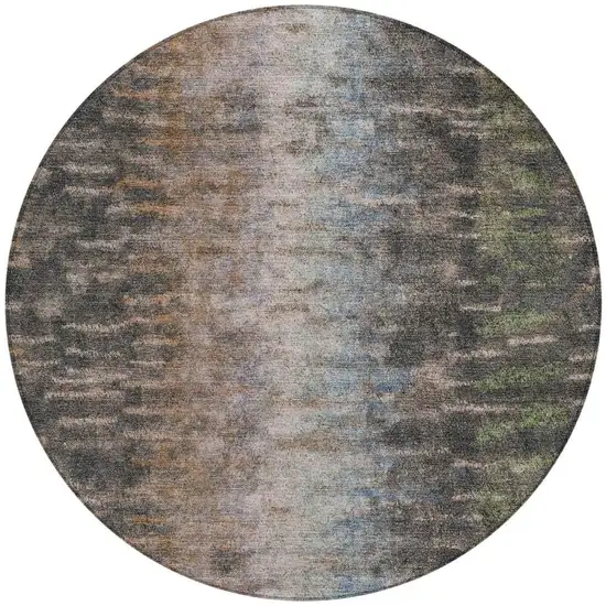 8' Granite Gray Brown And Gray Round Abstract Washable Indoor Outdoor Area Rug Photo 4