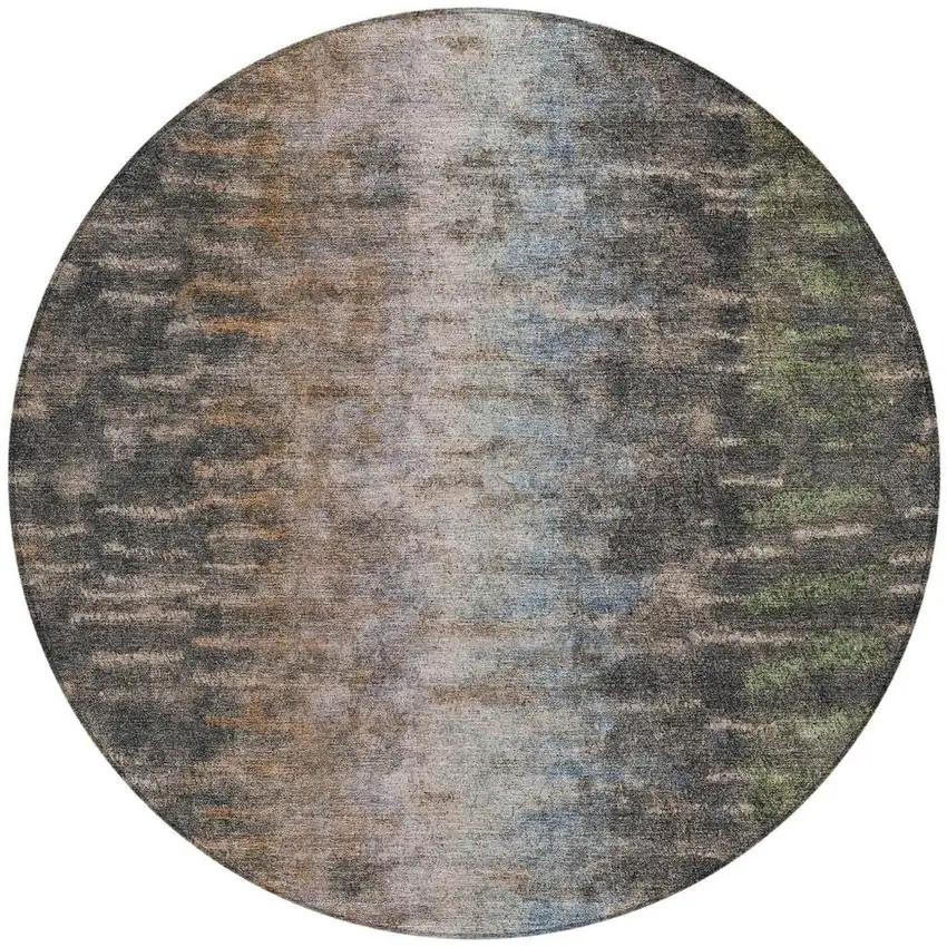 8' Granite Gray Brown And Gray Round Abstract Washable Indoor Outdoor Area Rug Photo 4