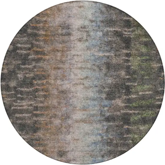8' Granite Gray Brown And Gray Round Abstract Washable Indoor Outdoor Area Rug Photo 2