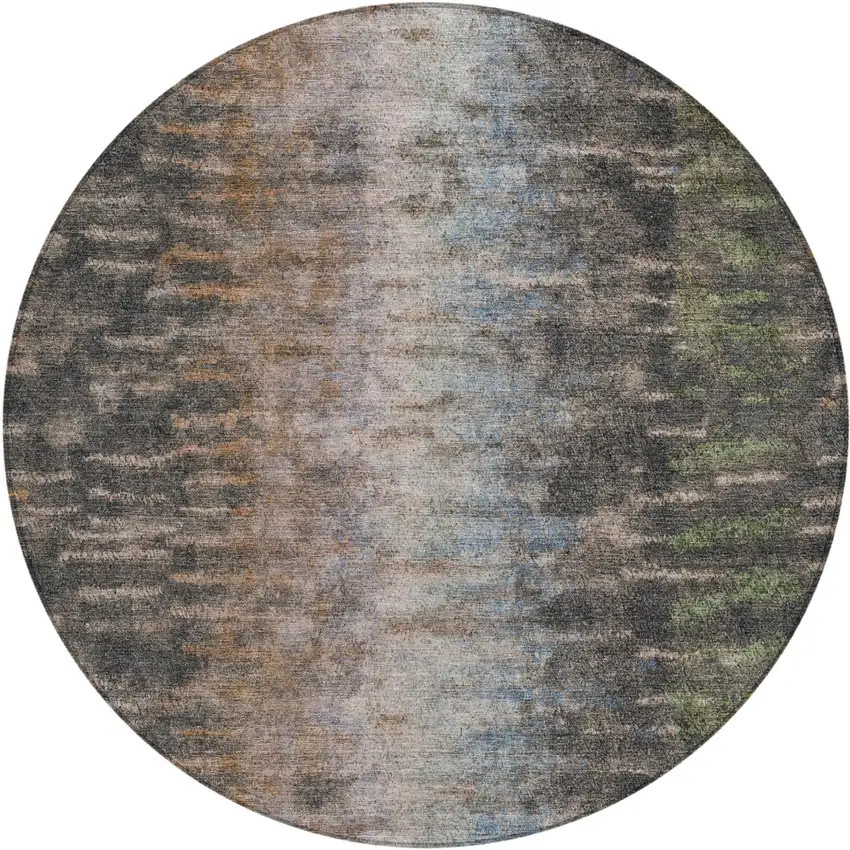 8' Granite Gray Brown And Gray Round Abstract Washable Indoor Outdoor Area Rug Photo 2