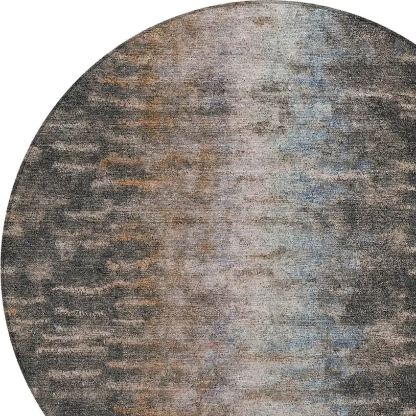 8' Granite Gray Brown And Gray Round Abstract Washable Indoor Outdoor Area Rug Photo 7