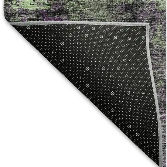 8' Granite Gray Green And Purple Abstract Washable Round Rug With UV Protection Photo 6