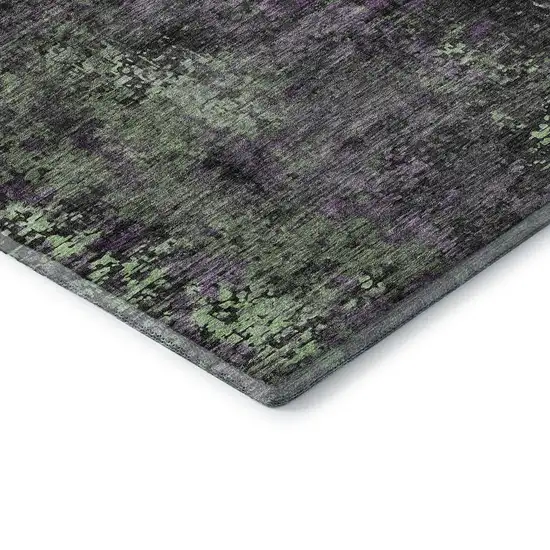 8' Granite Gray Green And Purple Abstract Washable Round Rug With UV Protection Photo 7