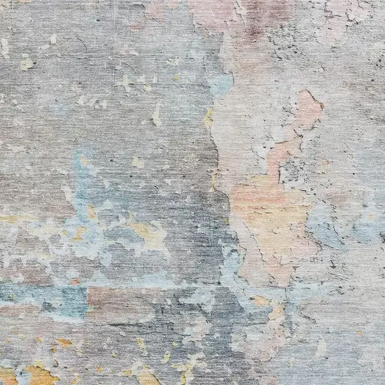 8' Granite Gray Teal And Blush Abstract Washable Area Rug With UV Protection Photo 2