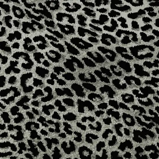 8' Graphite And Black Round Leopard Print Washable Indoor Outdoor Area Rug Photo 7