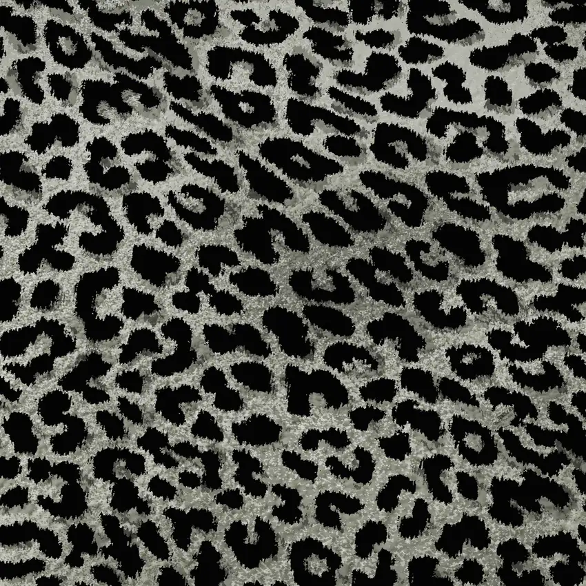 8' Graphite And Black Round Leopard Print Washable Indoor Outdoor Area Rug Photo 7