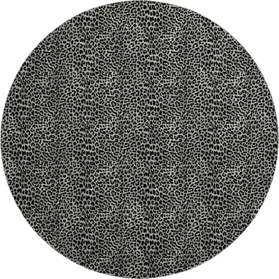 8' Graphite And Black Round Leopard Print Washable Indoor Outdoor Area Rug Photo 2