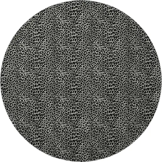 8' Graphite And Black Round Leopard Print Washable Indoor Outdoor Area Rug Photo 4