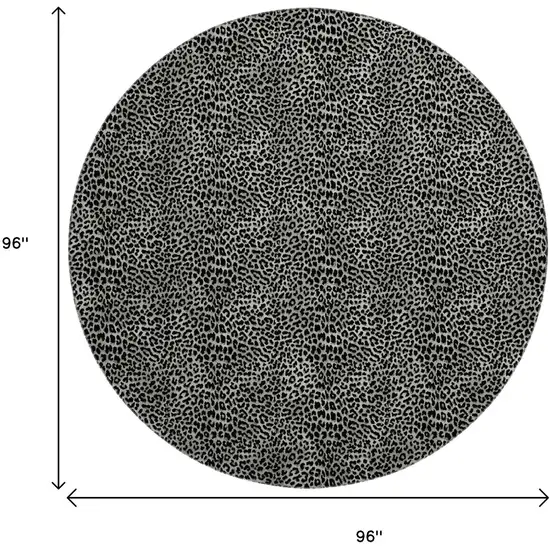 8' Graphite And Black Round Leopard Print Washable Indoor Outdoor Area Rug Photo 3