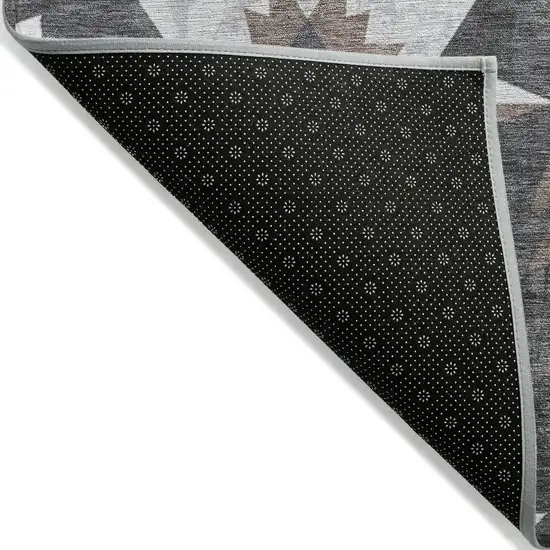 8' Graphite And Brown Round Aztec Washable Indoor Outdoor Area Rug Photo 9