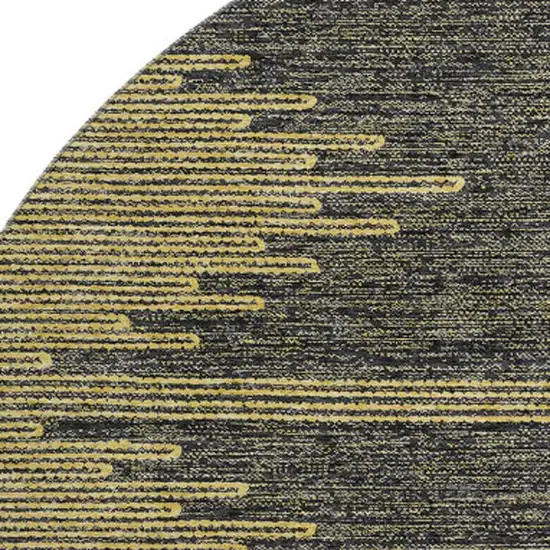 8' Graphite And Gold Abstract Washable Round Rug With UV Protection Photo 3