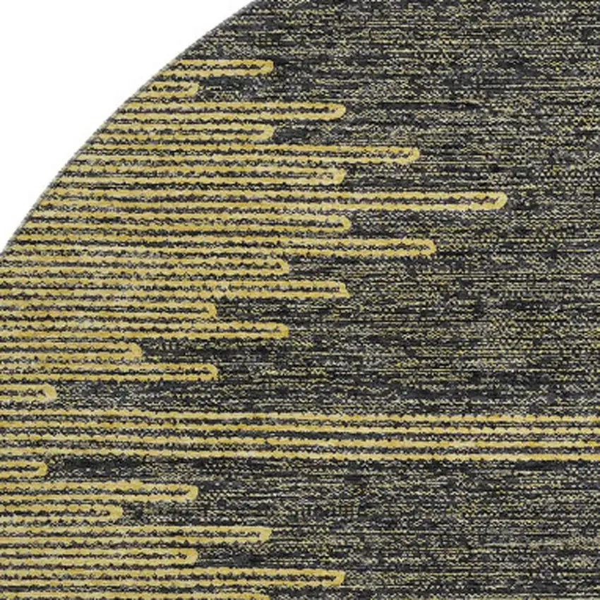 8' Graphite And Gold Abstract Washable Round Rug With UV Protection Photo 3