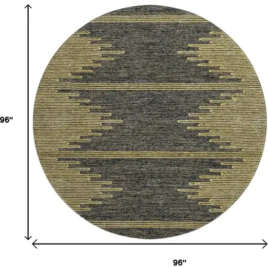 8' Graphite And Gold Abstract Washable Round Rug With UV Protection Photo 3