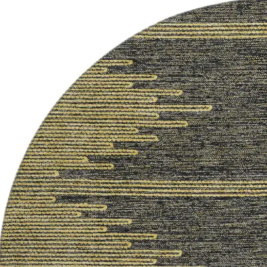 8' Graphite And Gold Abstract Washable Round Rug With UV Protection Photo 4