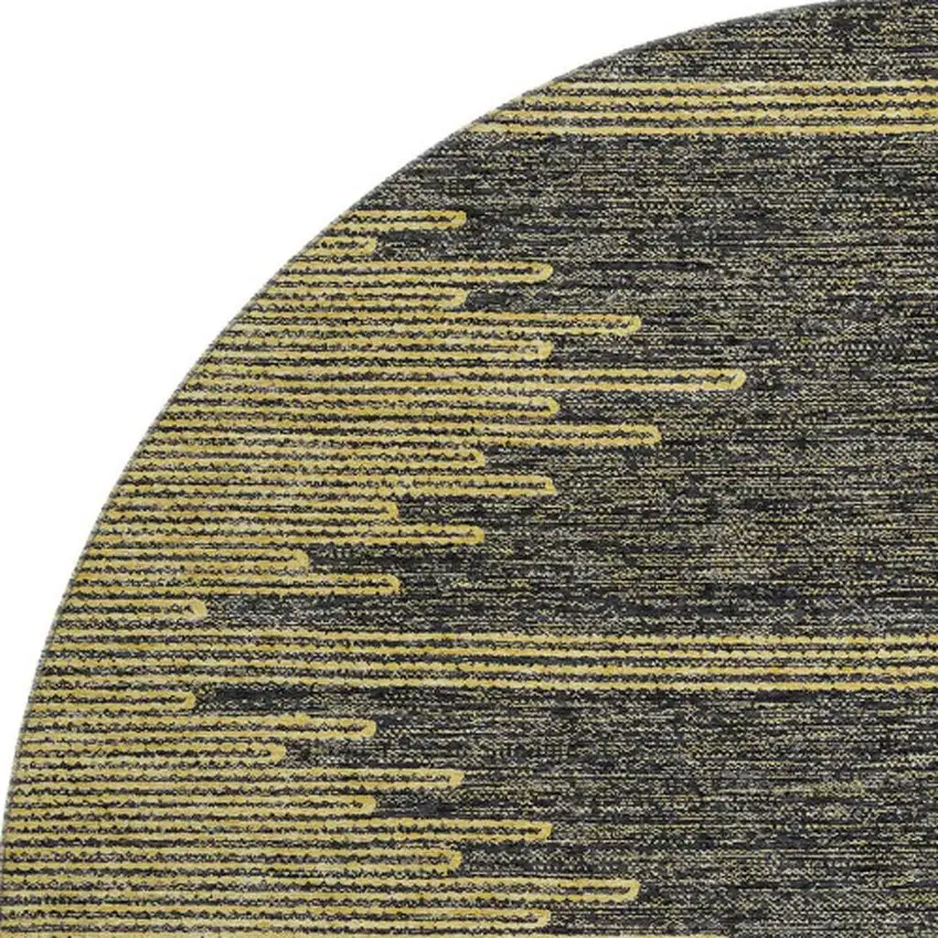 8' Graphite And Gold Abstract Washable Round Rug With UV Protection Photo 4