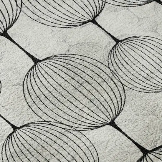 8' Graphite And Silver Geometric Washable Round Rug With UV Protection Photo 9
