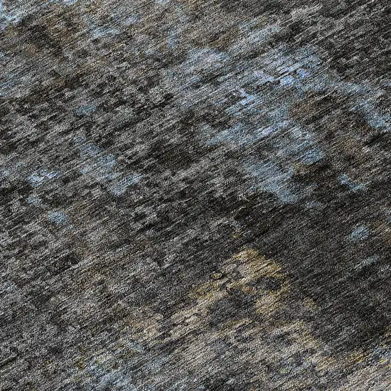 8' Graphite Charcoal And Silver Round Abstract Washable Indoor Outdoor Area Rug Photo 8