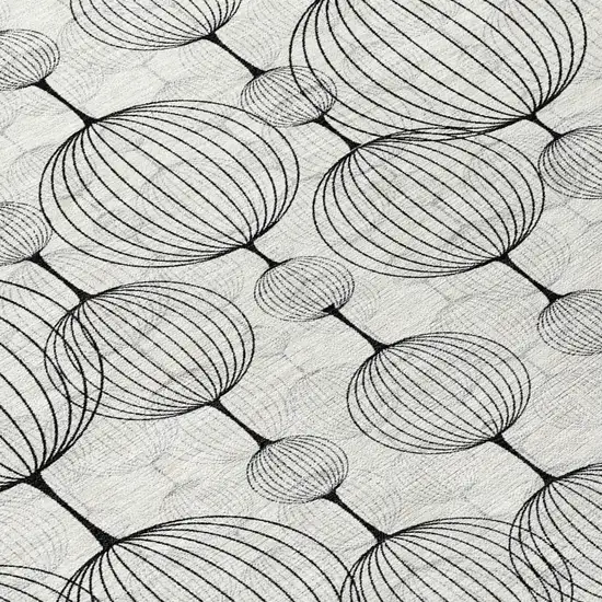 8' Graphite Gray And Silver Round Geometric Washable Indoor Outdoor Area Rug Photo 9
