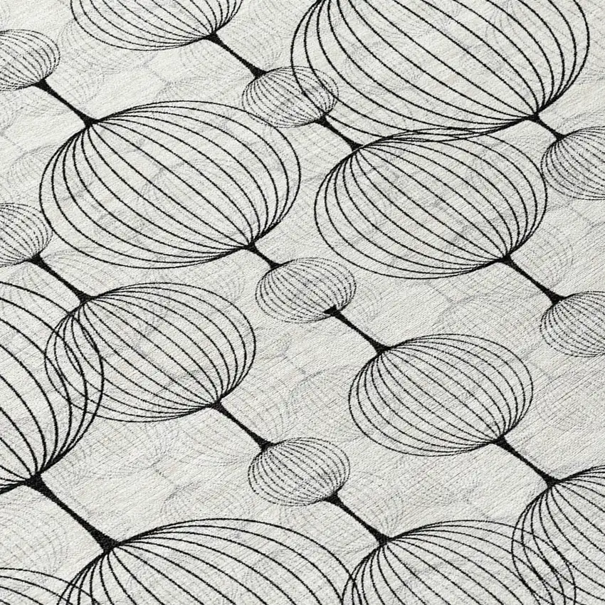 8' Graphite Gray And Silver Round Geometric Washable Indoor Outdoor Area Rug Photo 9