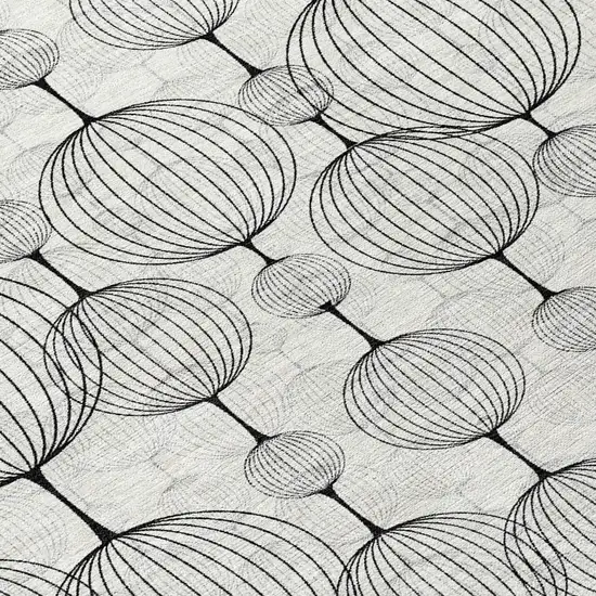 8' Graphite Gray And Silver Round Geometric Washable Indoor Outdoor Area Rug Photo 9