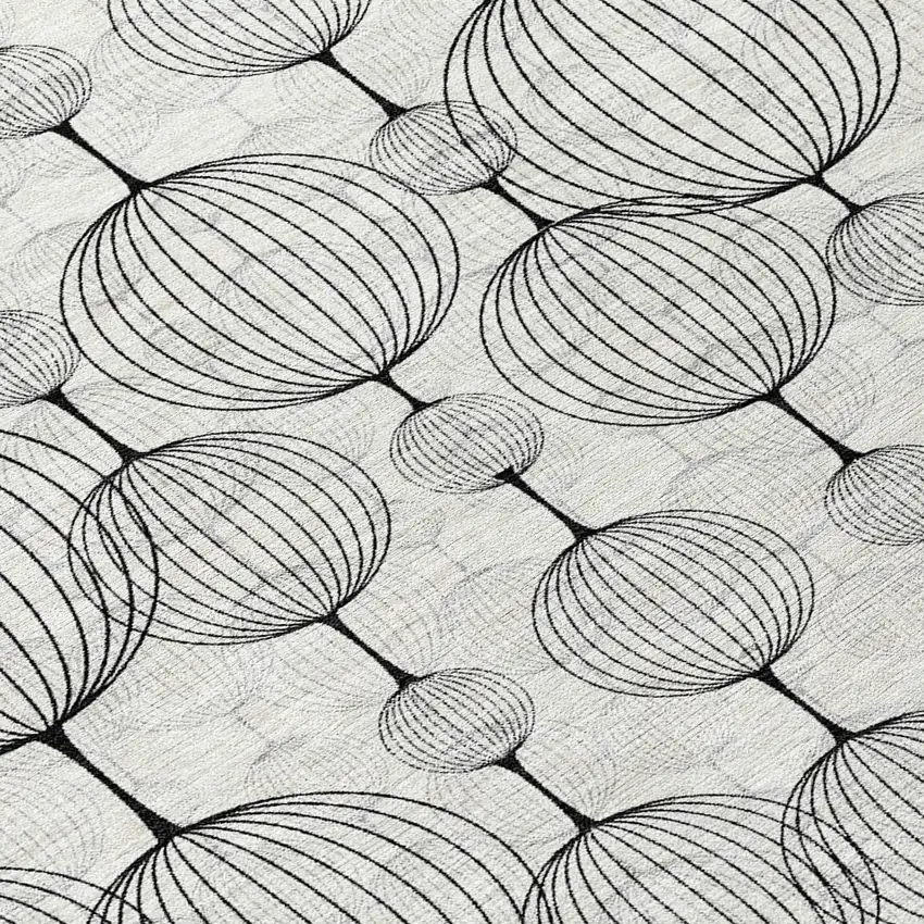 8' Graphite Gray And Silver Round Geometric Washable Indoor Outdoor Area Rug Photo 9