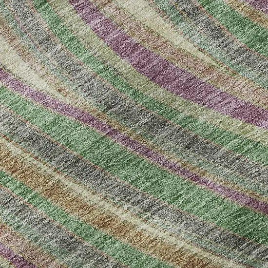 8' Graphite Green And Purple Marble Washable Round Rug With UV Protection Photo 8