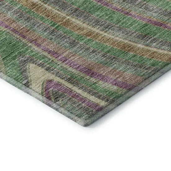 8' Graphite Green And Purple Marble Washable Round Rug With UV Protection Photo 6