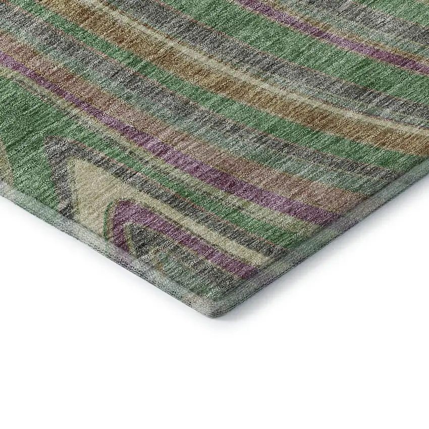 8' Graphite Green And Purple Marble Washable Round Rug With UV Protection Photo 6