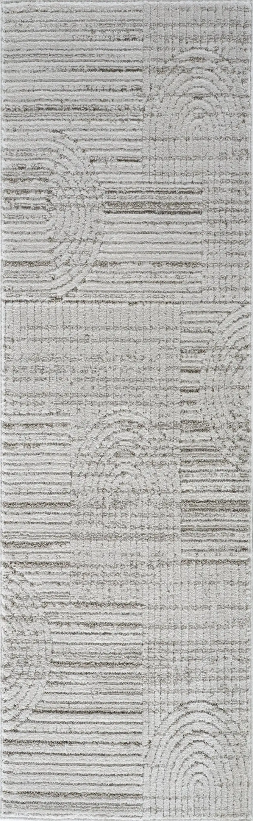 8' Gray and Ivory Abstract Distressed Area Rug Photo 2
