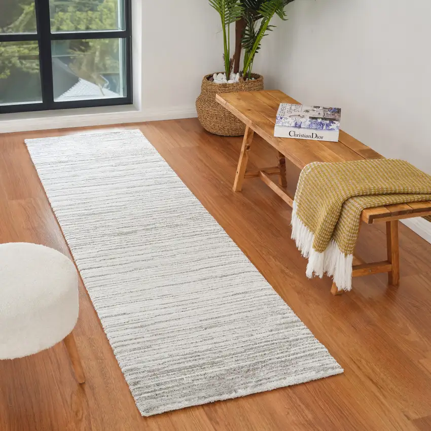 8' Gray Abstract Non Skid Runner Rug Photo 3