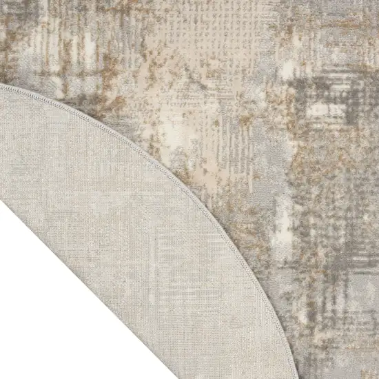 4' Gray Abstract Power Loom Round Rug Photo 9