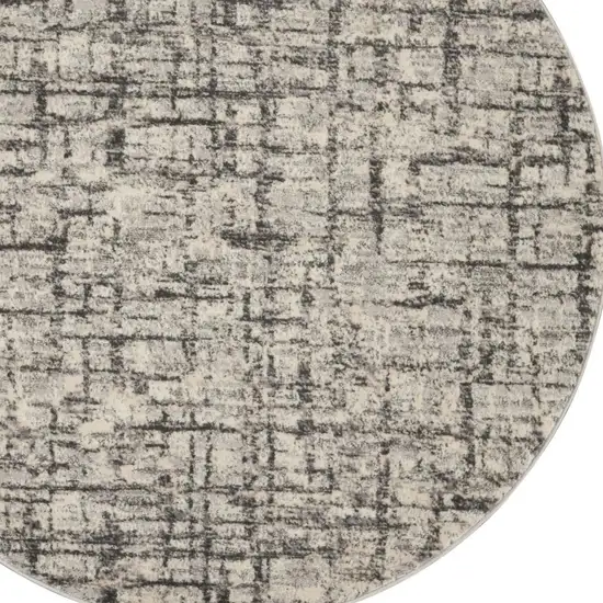 4' Gray Abstract Power Loom Round Rug Photo 4
