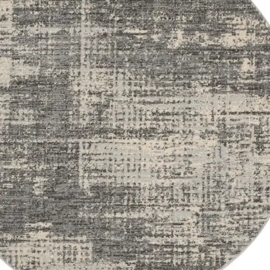 4' Gray Abstract Power Loom Round Rug Photo 3