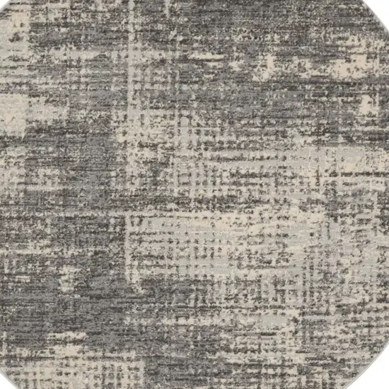 4' Gray Abstract Power Loom Round Rug Photo 7