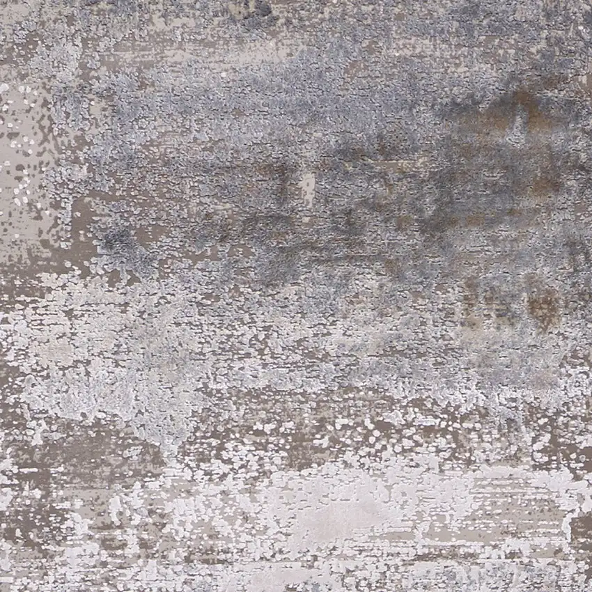 10' Gray Abstract Power Loom Runner Rug With Fringe Photo 7