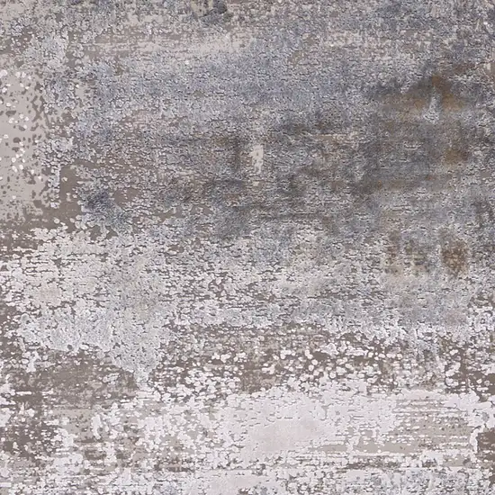 10' Gray Abstract Power Loom Runner Rug With Fringe Photo 7