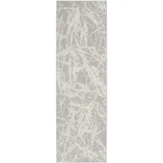 7' Gray Abstract Power Loom Runner Rug Photo 2