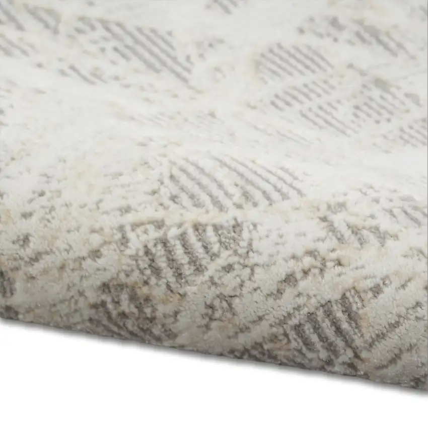 7' Gray Abstract Power Loom Runner Rug Photo 6