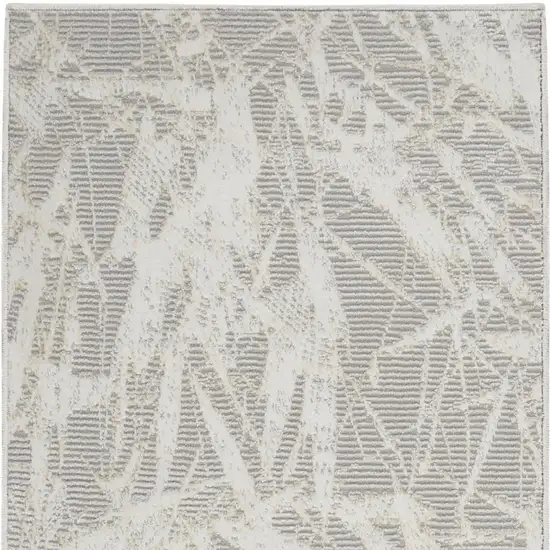 7' Gray Abstract Power Loom Runner Rug Photo 4