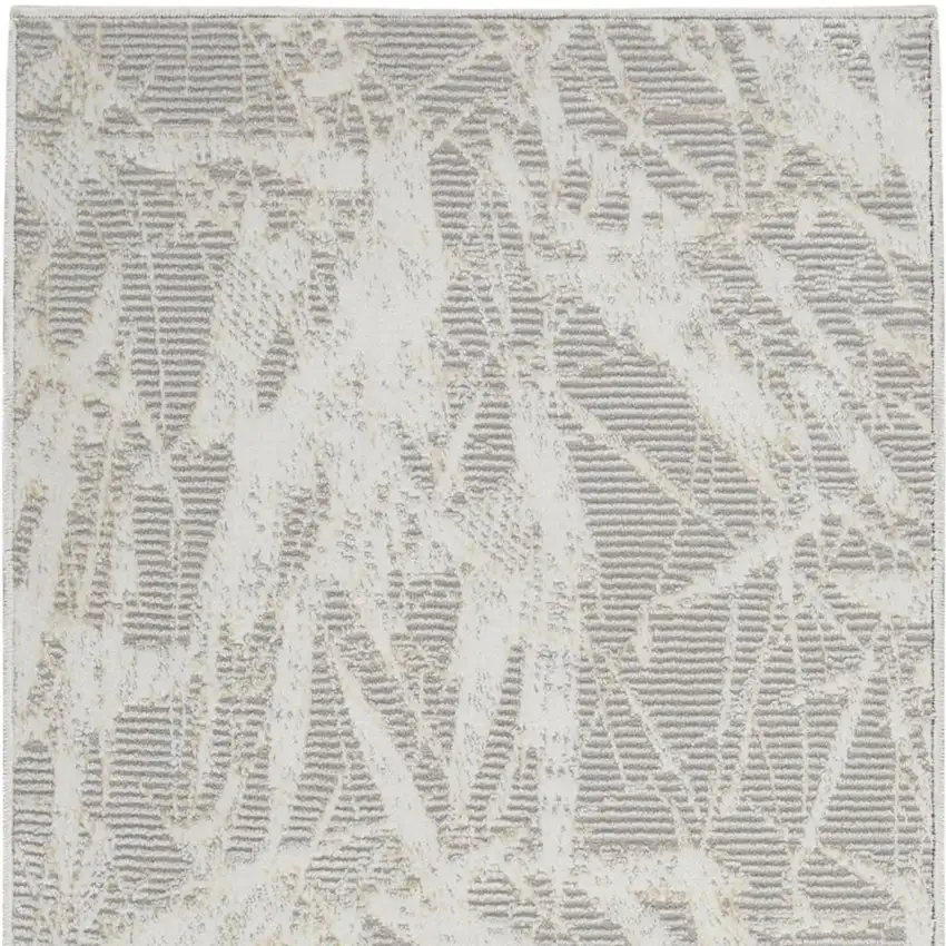 7' Gray Abstract Power Loom Runner Rug Photo 4