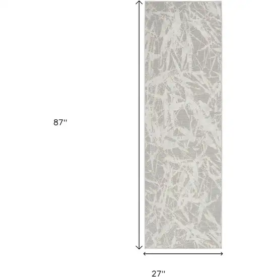 7' Gray Abstract Power Loom Runner Rug Photo 3